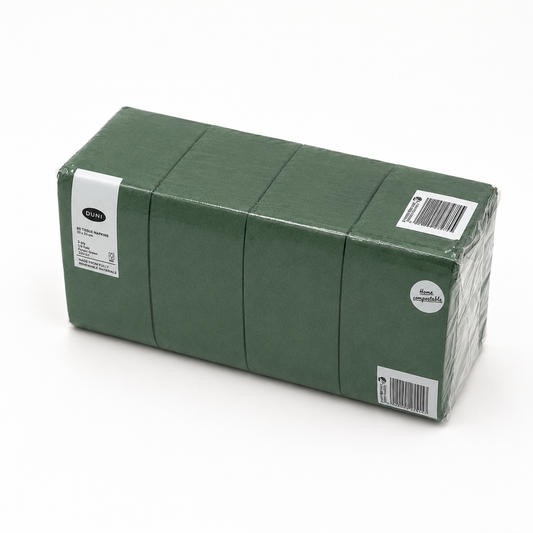Servietten Dunkelgrün, 33 x 33 cm, 1/8 Buchfalz, 3-lagig, Packung