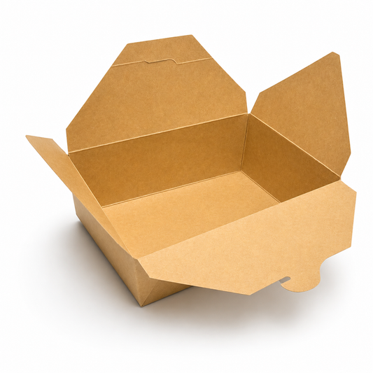 Take-Away-Boxen 2000 ml, Kraft, 196 x 140 x 65 mm, braun, ungeteilt (geöffnet)