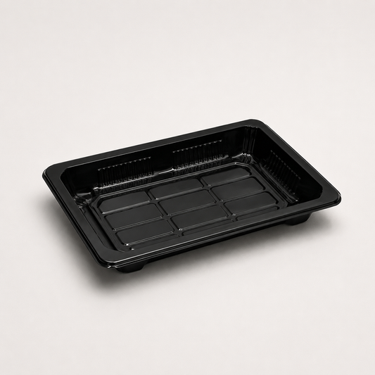 Sushi-Box S 165 x 118 x 50 mm, PET, schwarz, inkl. Deckel, 500 Sets