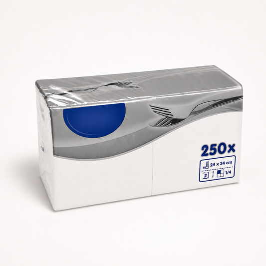 Cocktail Servietten Weiß, 24 × 24 cm, 2-lagig, Packung