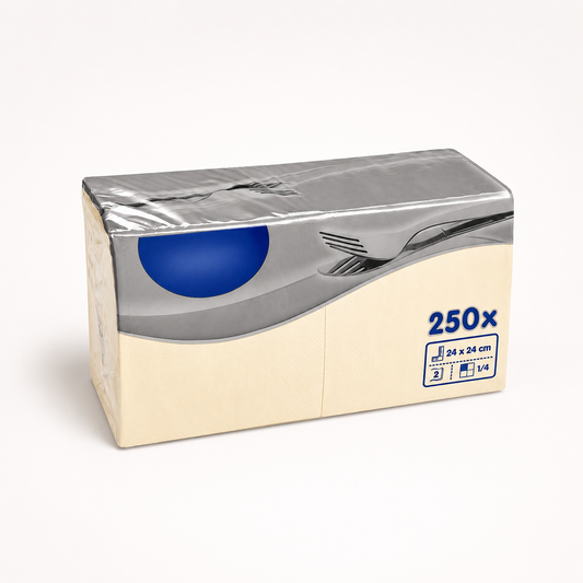 Cocktail Servietten Creme, 24 × 24 cm, 2-lagig, 2000 Stk.