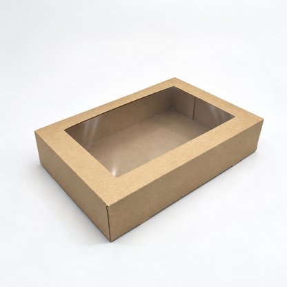 Transportkarton Pappe 36 x 25 x 8 cm, Nature, mit Sichtfenster, 100 Stk.