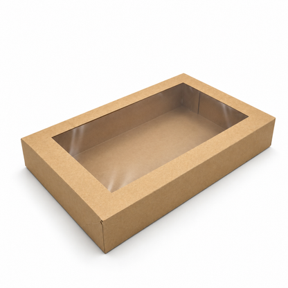 Transportkarton Pappe 46 x 31 x 8 cm, Nature, mit Sichtfenster, 50 Stk.