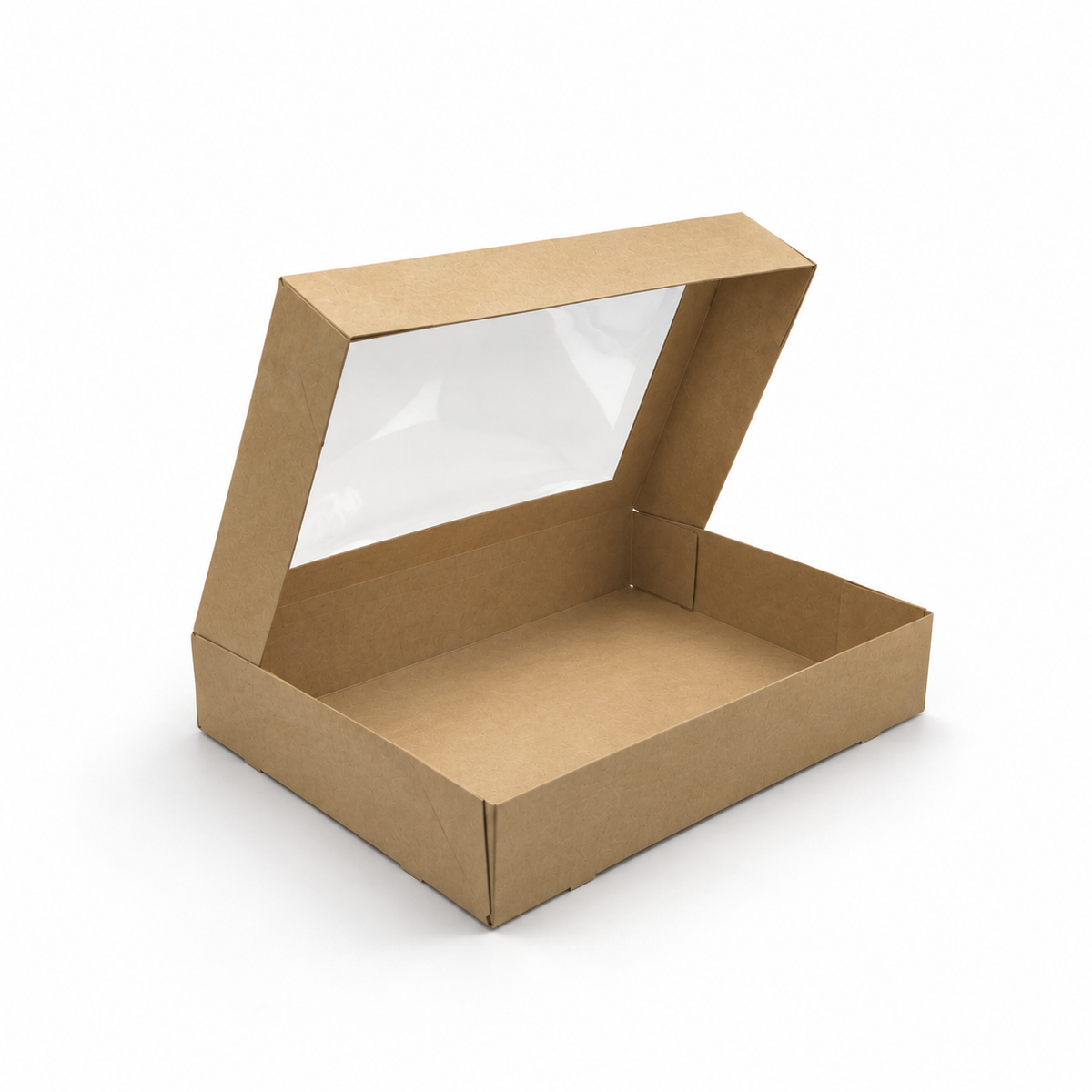 Transportkarton Pappe 46 x 31 x 8 cm, Nature, mit Sichtfenster, 50 Stk.