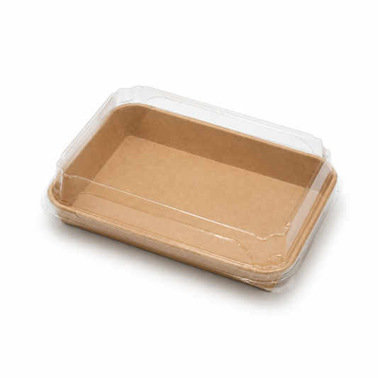 Sushibox L, 185 x 130 x 25 mm, Pappe, inkl. PET-Deckel