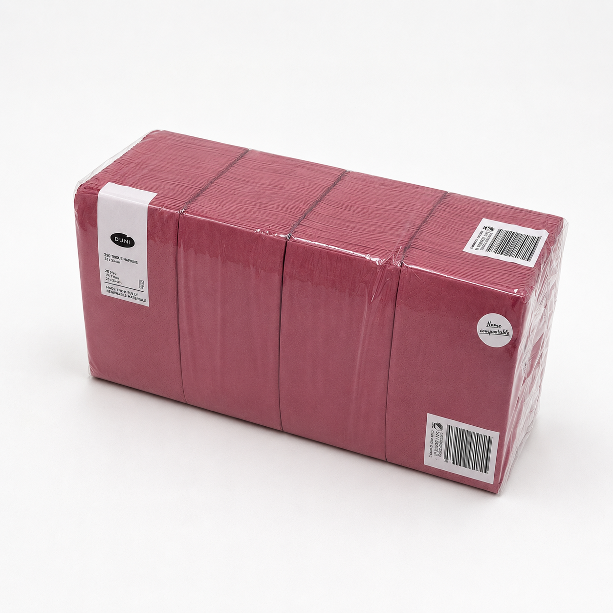 Servietten Bordeaux, 33 x 33 cm, 1/8 Buchfalz, 3-lagig, Packung