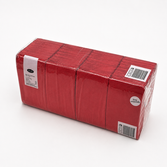 Servietten Rot, 33 x 33 cm, 1/8 Buchfalz, 3-lagig, Packung