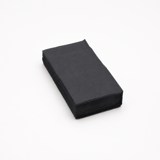 Servietten Schwarz, 33 x 33 cm, 1/8 Buchfalz, 3-lagig
