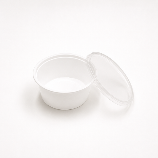 Becher 500 ml / 16 oz, PP, rund, weiß, inkl. PP-Deckel