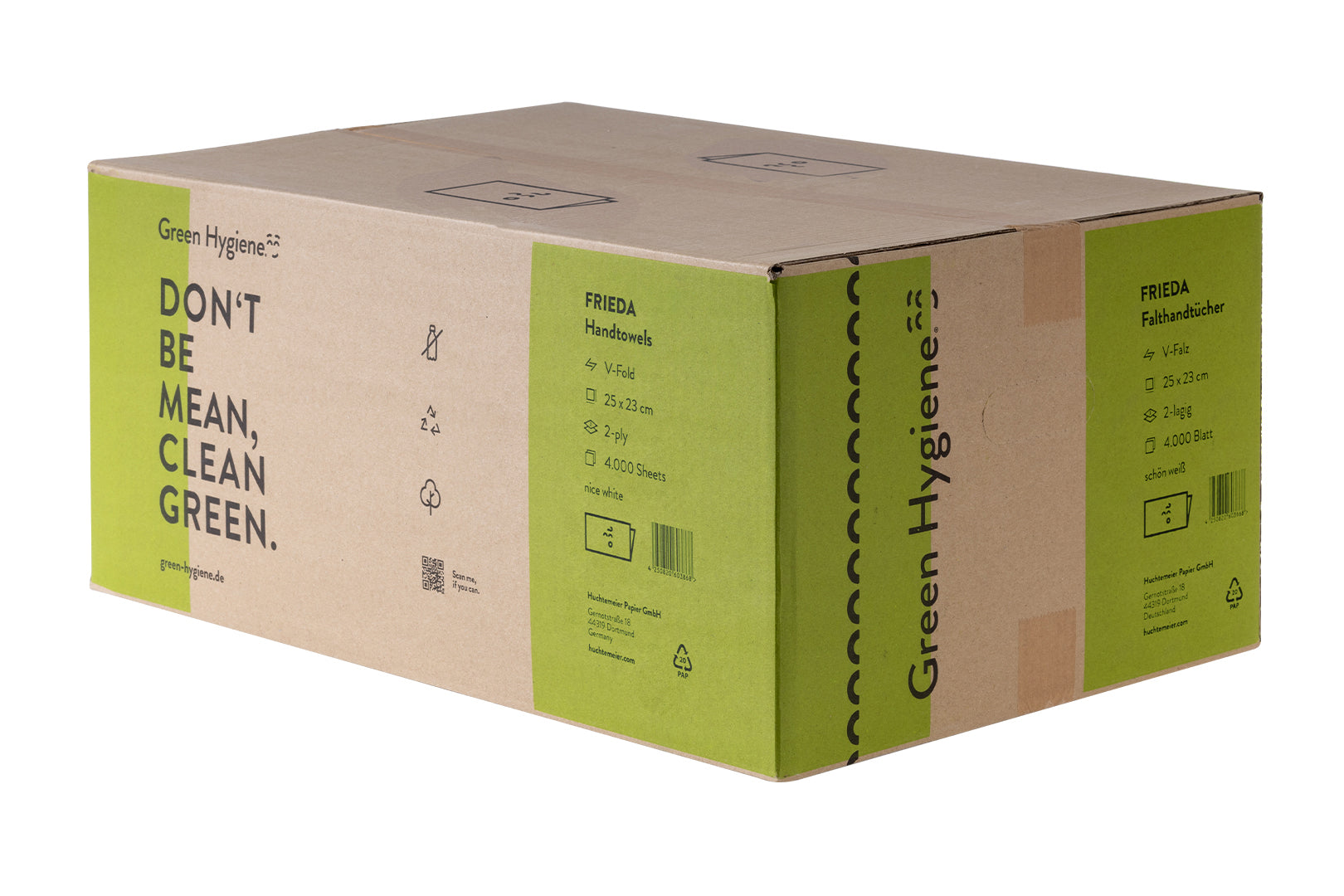 Green Hygiene® Papierhandtücher FRIEDA, 2-lagig, Zick-Zack-Falz (V-Falz), 4000 Tücher