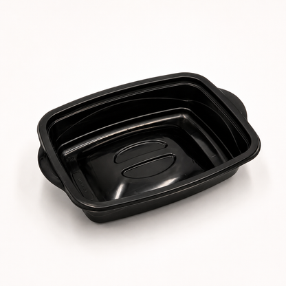 Mikrowellen Menüschalen 1000 ml, PP, schwarz, ungeteilt