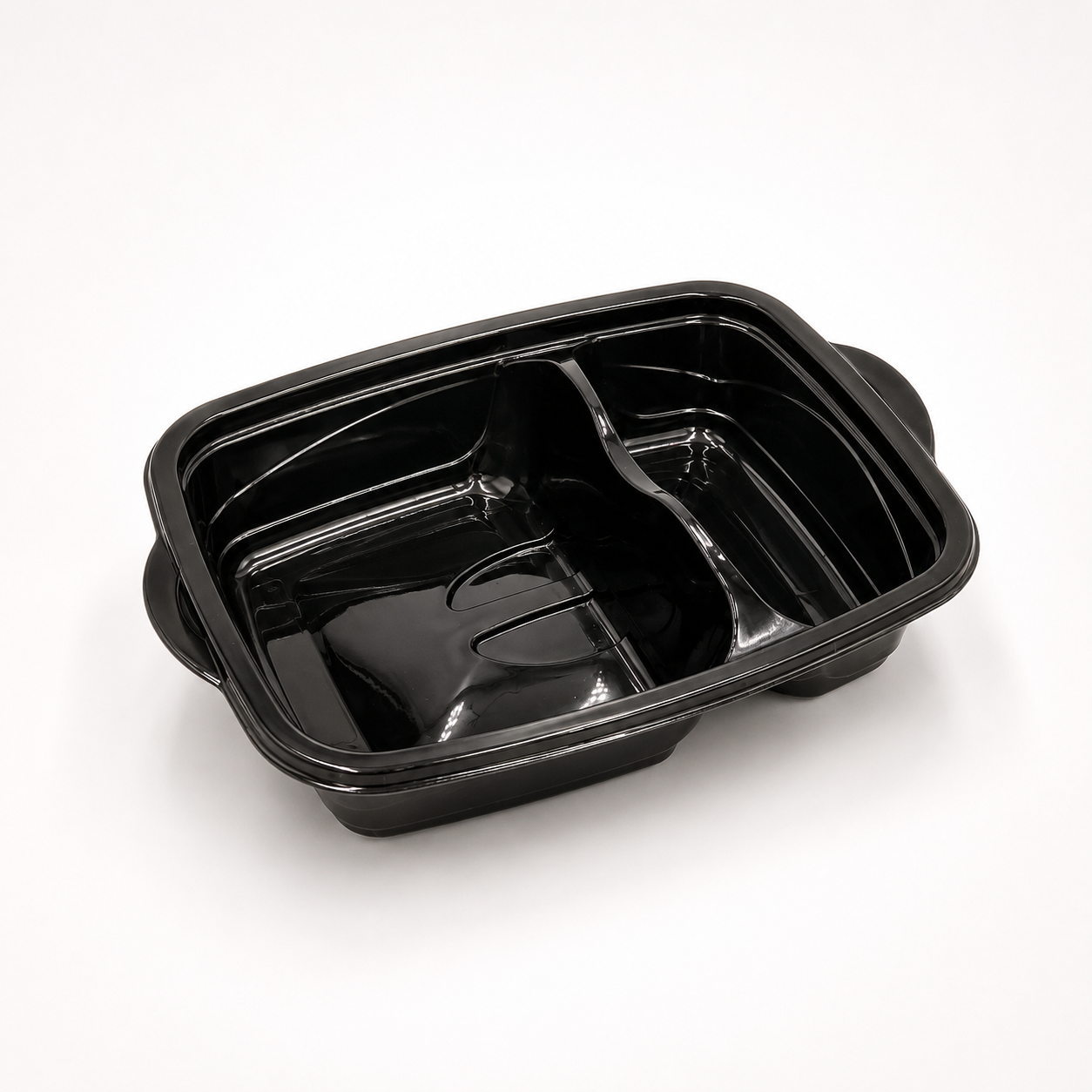 Mikrowellen Menüschalen 530+350 ml, PP, schwarz, 2-geteilt