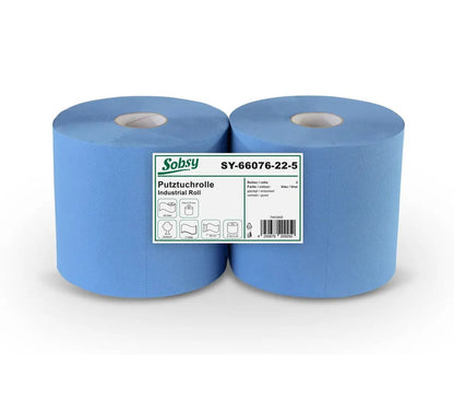 Putzrollen, 2-lagig, 22x33cm, Zellstoff-Mix, blau, 2x500 Blatt