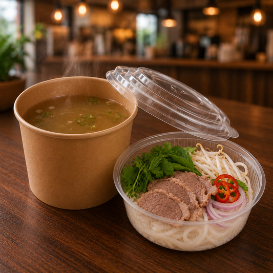 Ramen Bowl 1500 ml mit Einlage-Tray und Deckel, in Anwendung