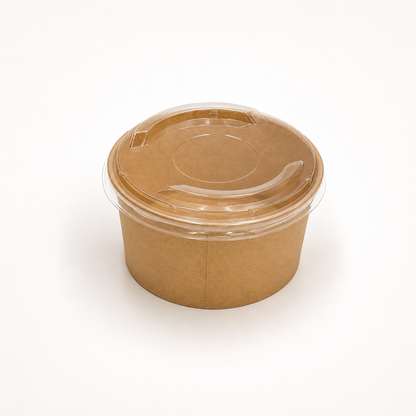 Salatschalen 1000 ml, Kraft, Ø 150 mm, braun, rund, mit Deckel