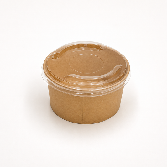 Salatschalen 1000 ml, Kraft, Ø 150 mm, braun, rund, mit Deckel
