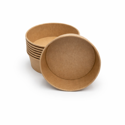 Salatschalen 1100 ml, Kraft, Ø 185mm, braun, rund, gestapelt