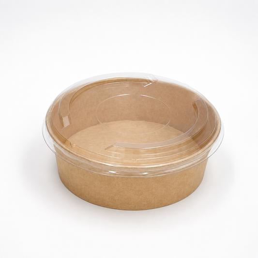 Salatschalen 1100 ml, Kraft, Ø 185mm, braun, rund + Deckel