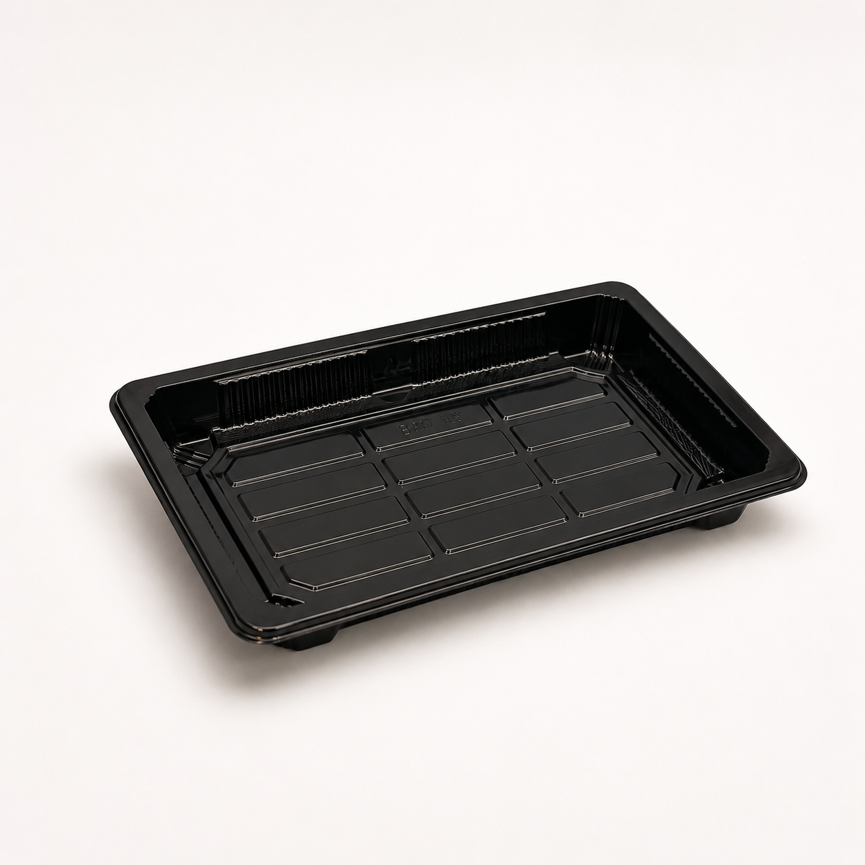 Sushi-Box M 188 x 130 x 50 mm, PET, schwarz, inkl. Deckel, 400 Sets