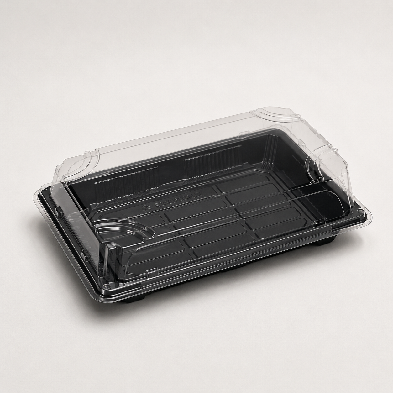 Sushi-Box M 188 x 130 x 50 mm, PET, schwarz, inkl. Deckel, 400 Sets