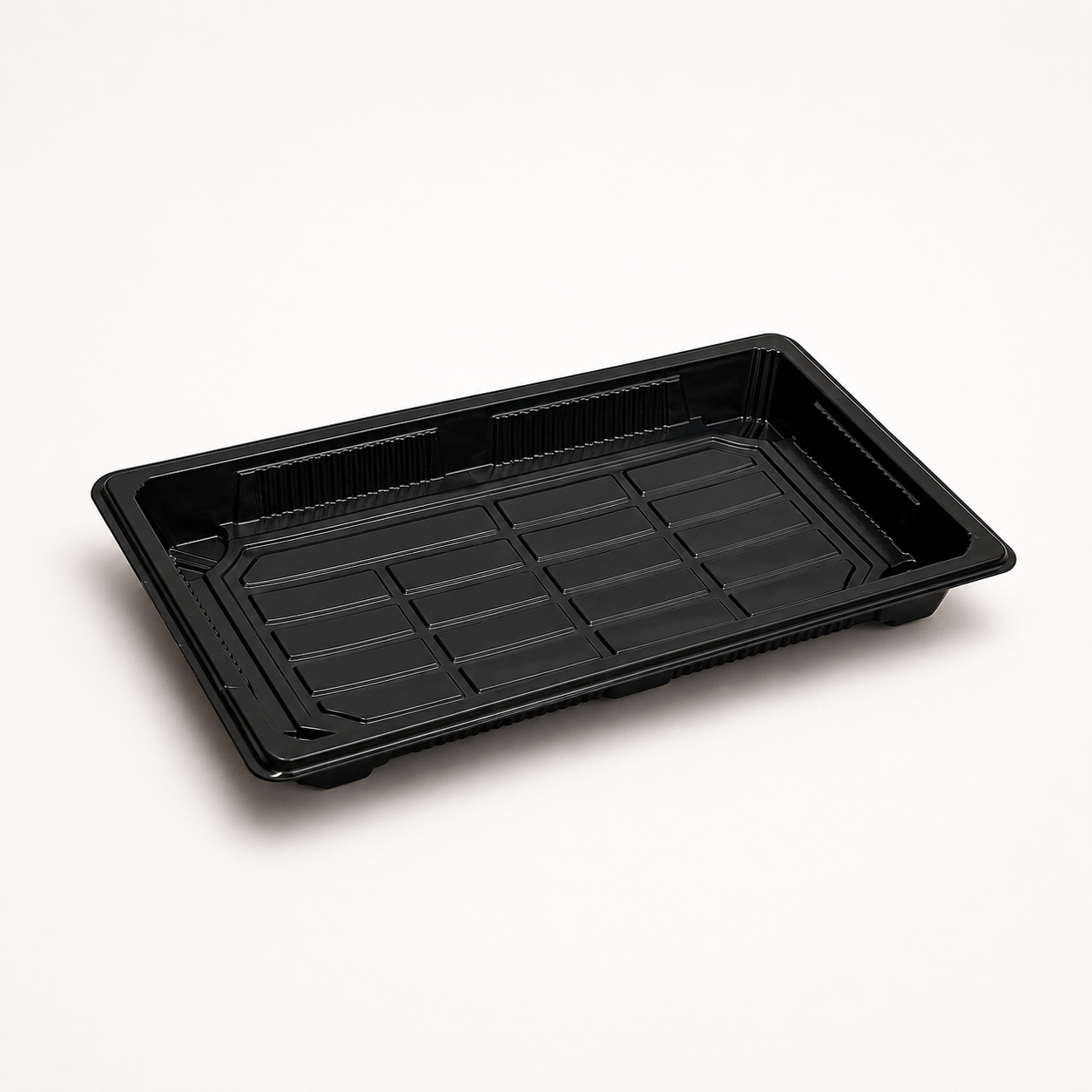 Sushi-Box L 217 x 136 x 50 mm, PET, schwarz, inkl. Deckel, 400 Sets