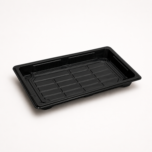 Sushi-Box L 217 x 136 x 50 mm, PET, schwarz, inkl. Deckel, 400 Sets