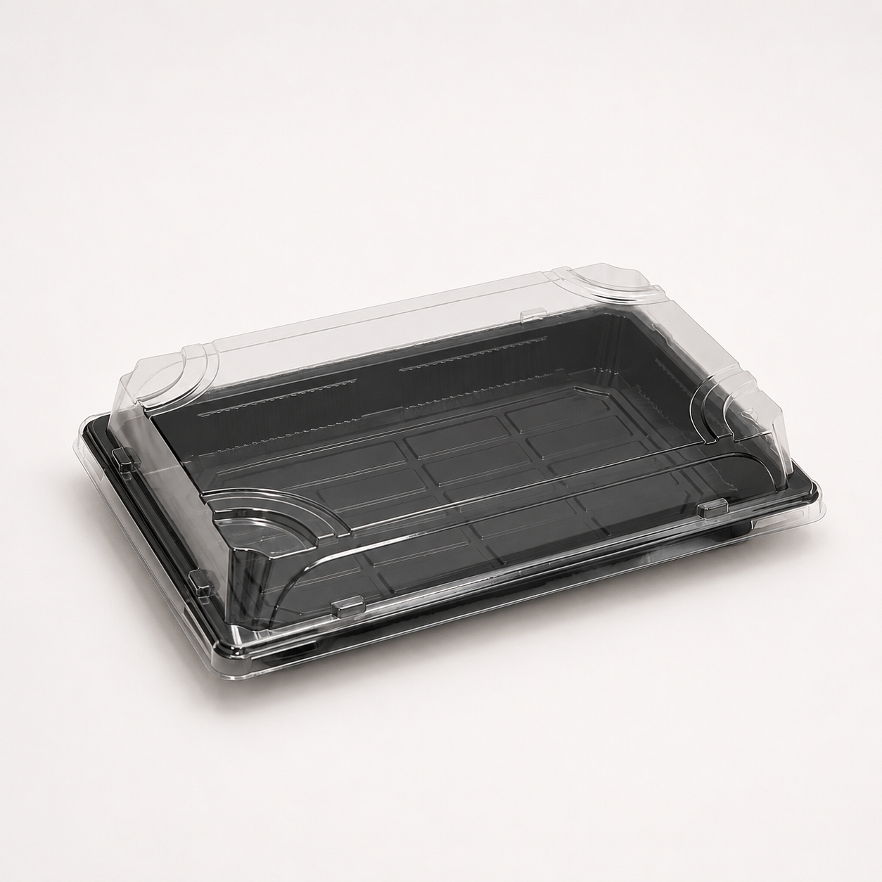 Sushi-Box L 217 x 136 x 50 mm, PET, schwarz, inkl. Deckel, 400 Sets
