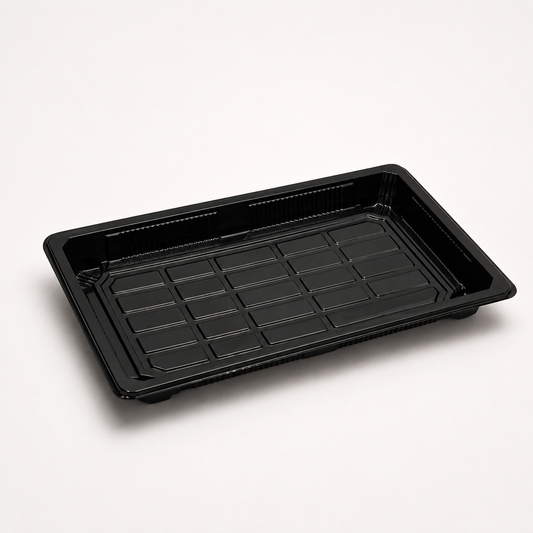 Sushi-Box XL 240 x 147 x 50 mm, PET, schwarz, inkl. Deckel, 300 Sets