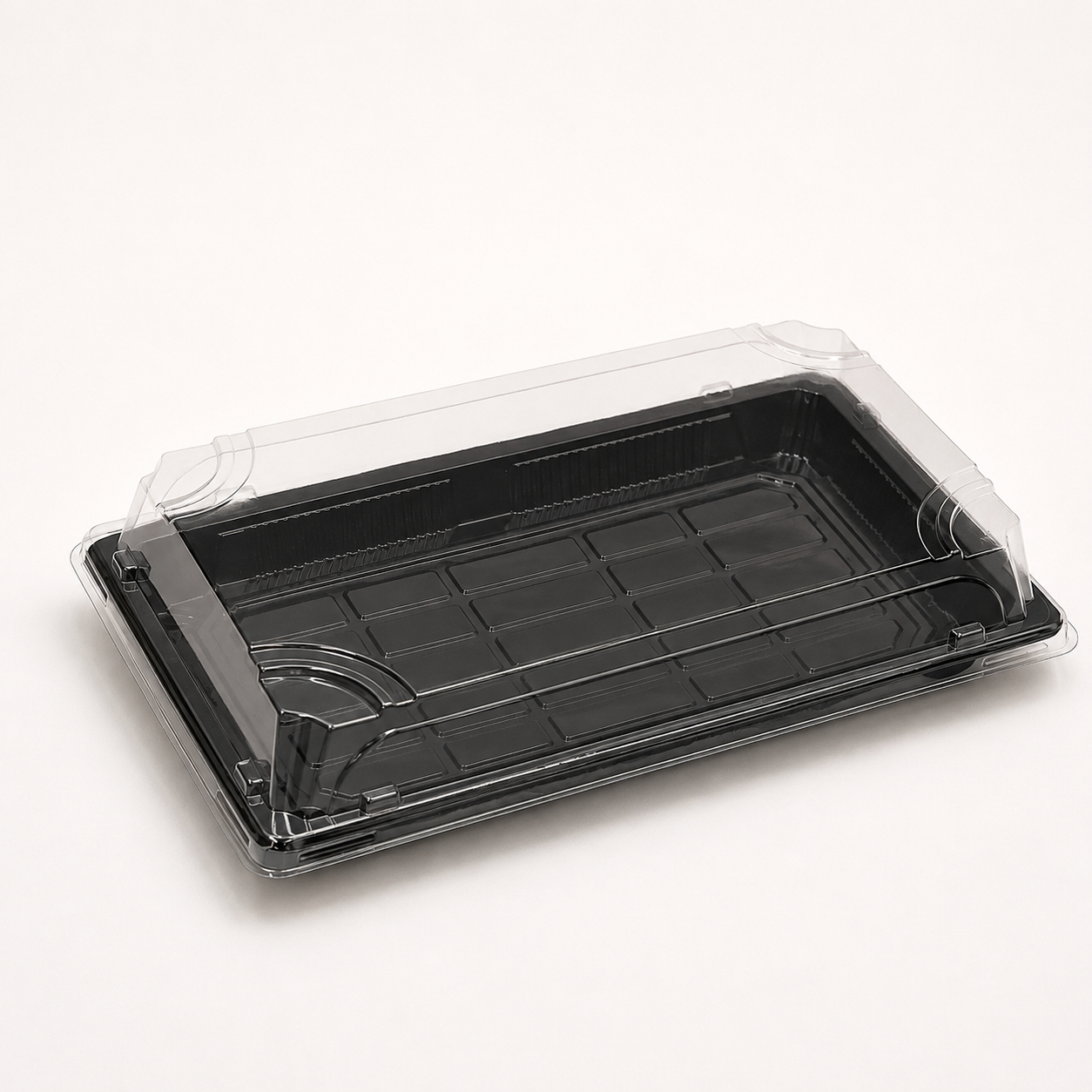 Sushi-Box XL 240 x 147 x 50 mm, PET, schwarz, inkl. Deckel, 300 Sets
