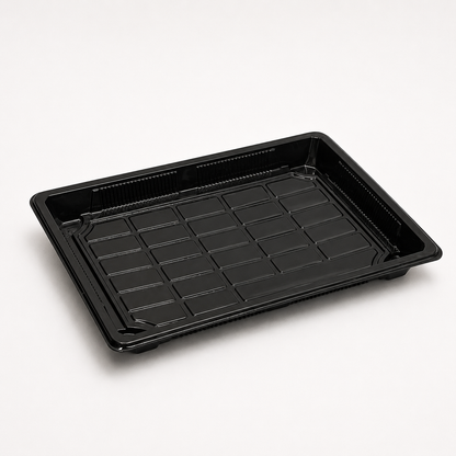 Sushi-Box XXL 260 x 190 x 50 mm, PET, schwarz, inkl. Deckel, 300 Sets