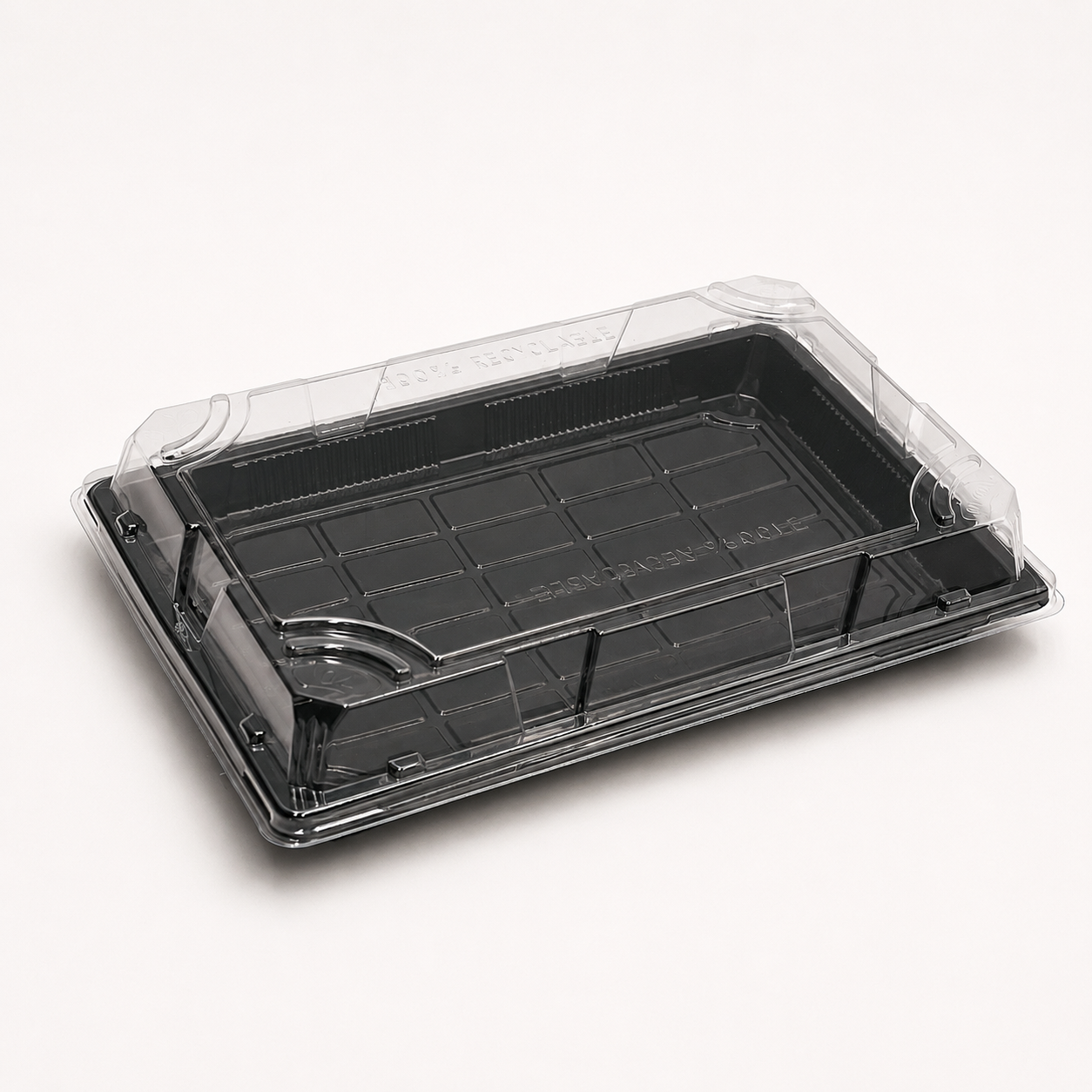 Sushi-Box XXL 260 x 190 x 50 mm, PET, schwarz, inkl. Deckel, 300 Sets