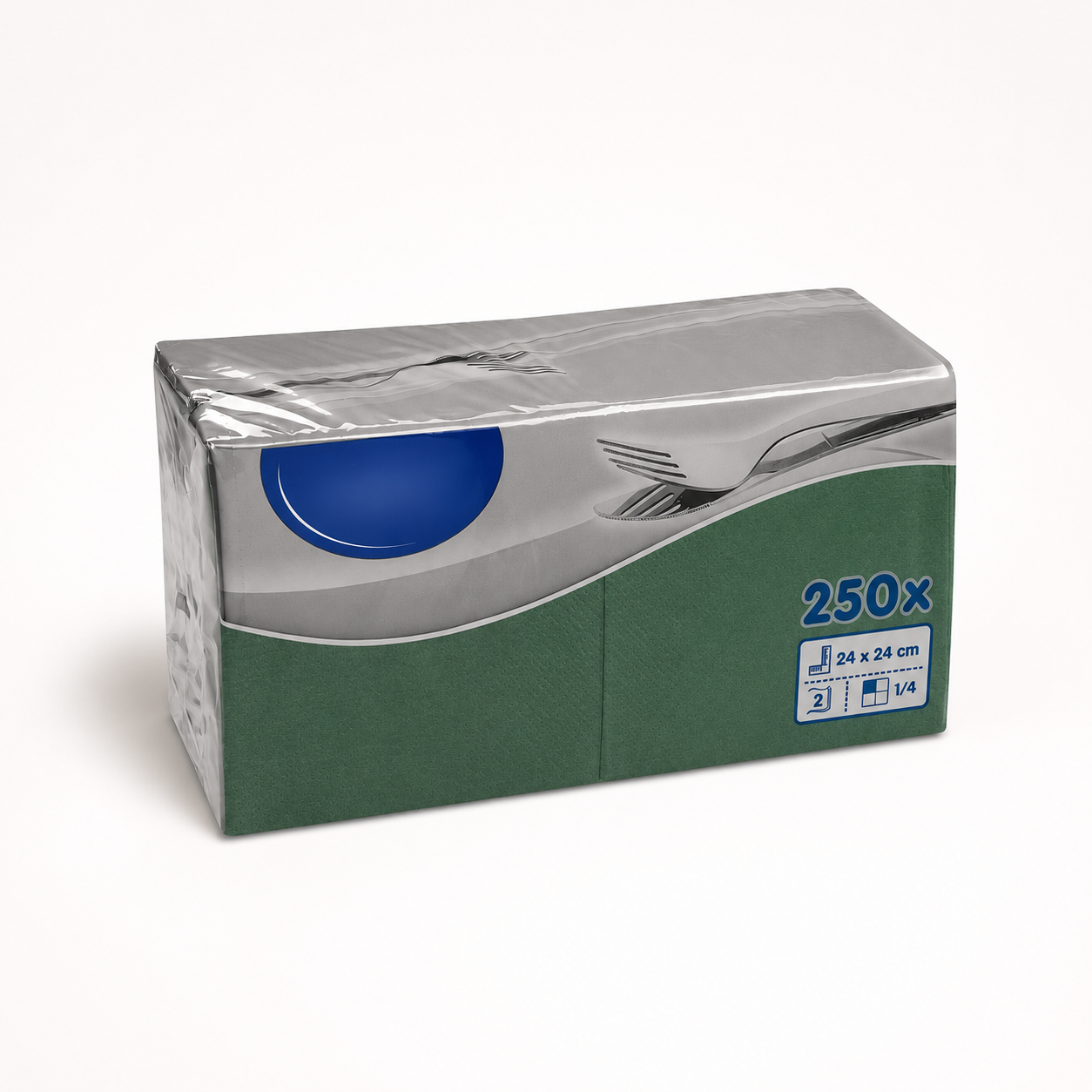 Cocktail Servietten Dunkelgrün, 24 × 24 cm, 2-lagig, Packung