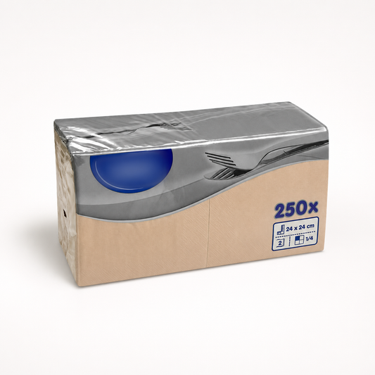 Cocktail Servietten Naturbraun, 24 × 24 cm, 2-lagig, Packung