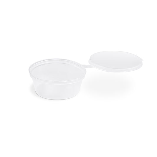 Dressingbecher 60 ml, mit anhängendem Deckel, PP, Ø 70 mm, klar
