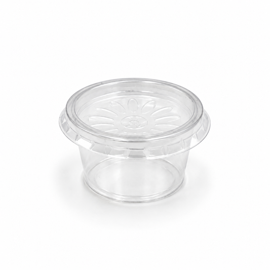 Saucen-Becher 30 ml, PP, "Microboxx" transparent, inklusive Deckel, 500 Sets